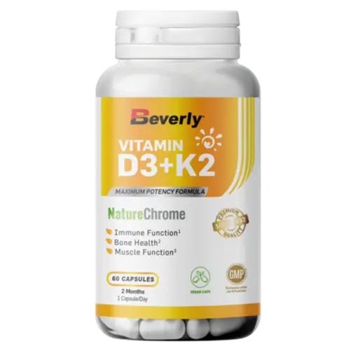 Beverly Nutrition Vitamin D3+K2 | 4000 UI + 100 µg | 60 Vegan Caps | 60 Servizi | 2 Mesi di Utilizzo Beverly Nutrition