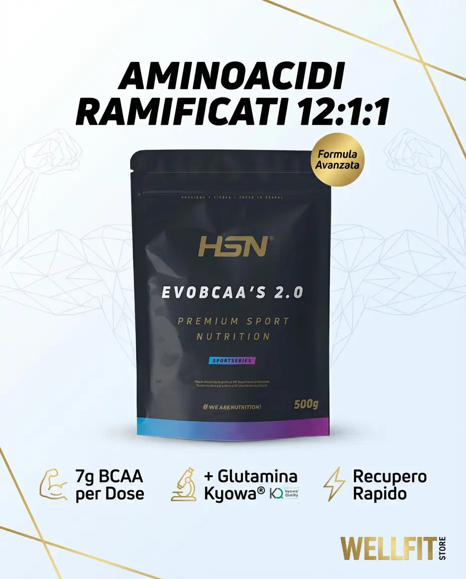 EVOBCAA'S 2.0 - ACIDES AMINÉS RAMIFIÉS 12:1:1 + GLUTAMINE KYOWA® - WELLFITSTORE.COM