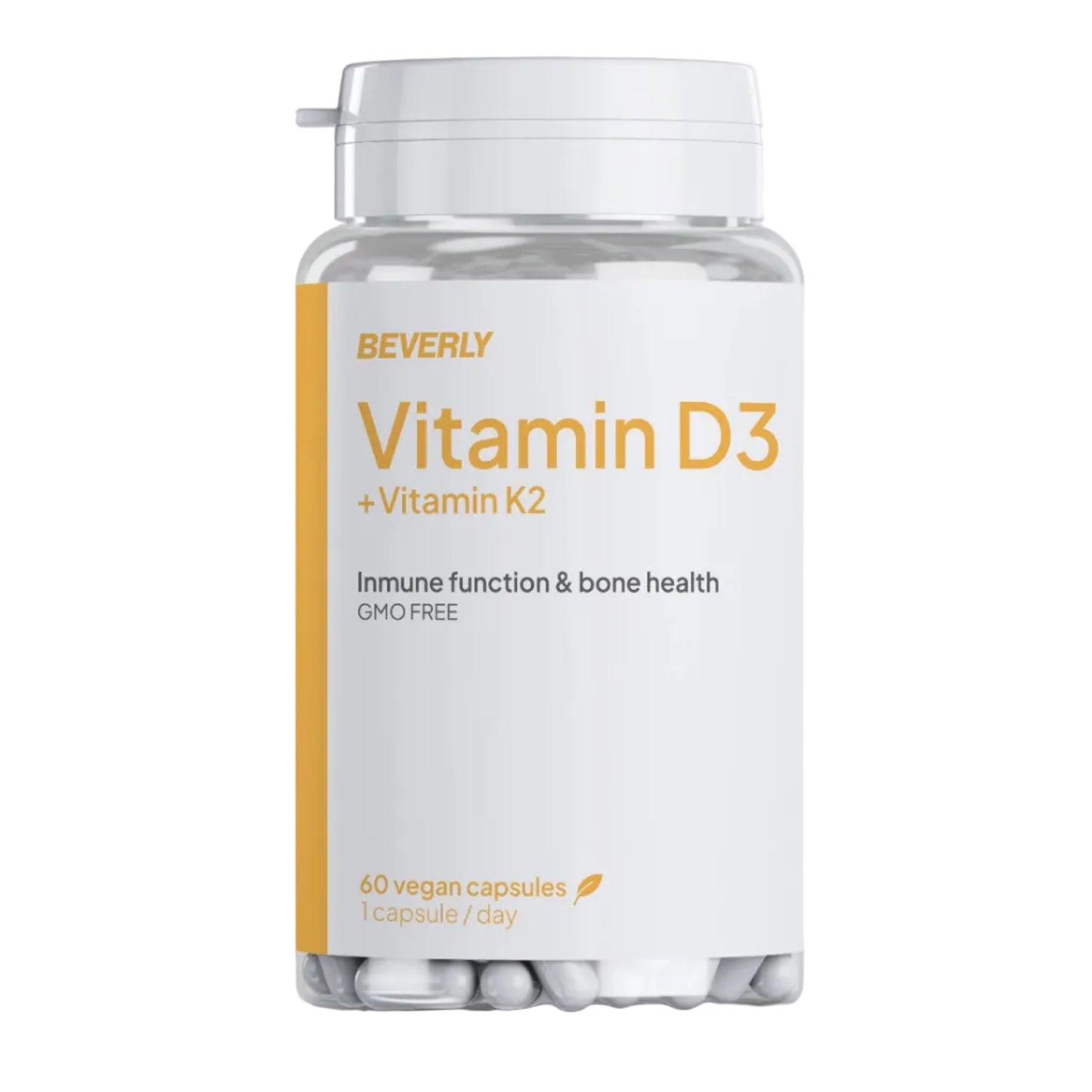 La Vitamina D: D3 + K2 - 60 Capsule - 60 Porzioni - Beverly Nutrition