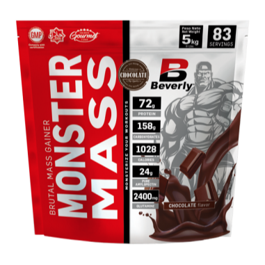 Beverly Nutrition Monster Mass 5kg Proteine più carboidrati e glutammina | Aumento di peso, forza e massa muscolare | 83 servizi