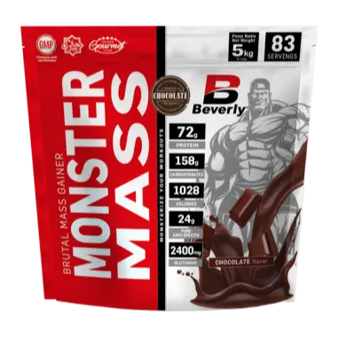 Beverly Nutrition Monster Mass 5kg Proteine più carboidrati e glutammina | Aumento di peso, forza e massa muscolare | 83 servizi Beverly Nutrition
