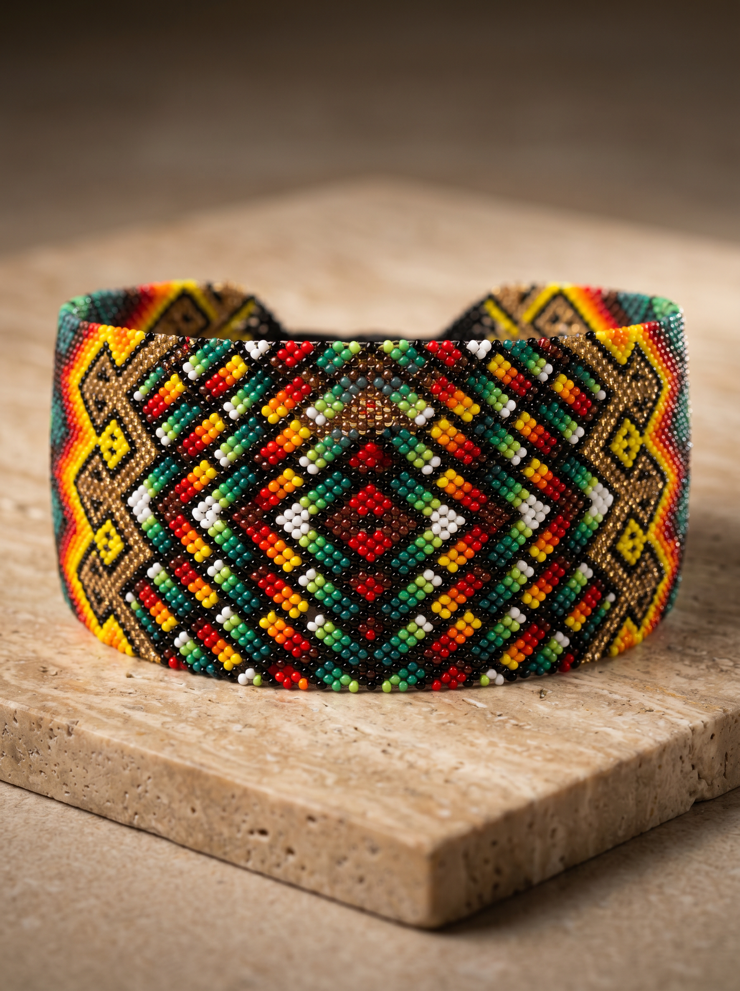 Tiara Indígena Noke Koi | Arte Spirituale Kene | Fatto a mano | protezione, apertura, visione.