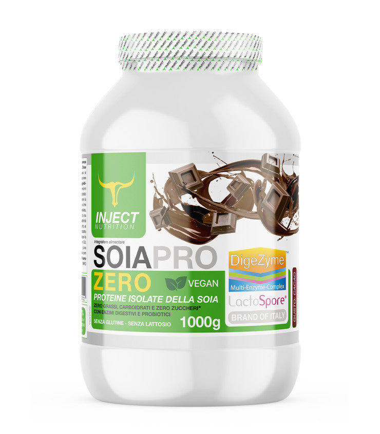 Soia Pro Zero 1 kg | 91g Proteine Vegetali | DigeZyme® + LactoSpore® + GLYCIPEP® | Vegan | INJECT Nutrition