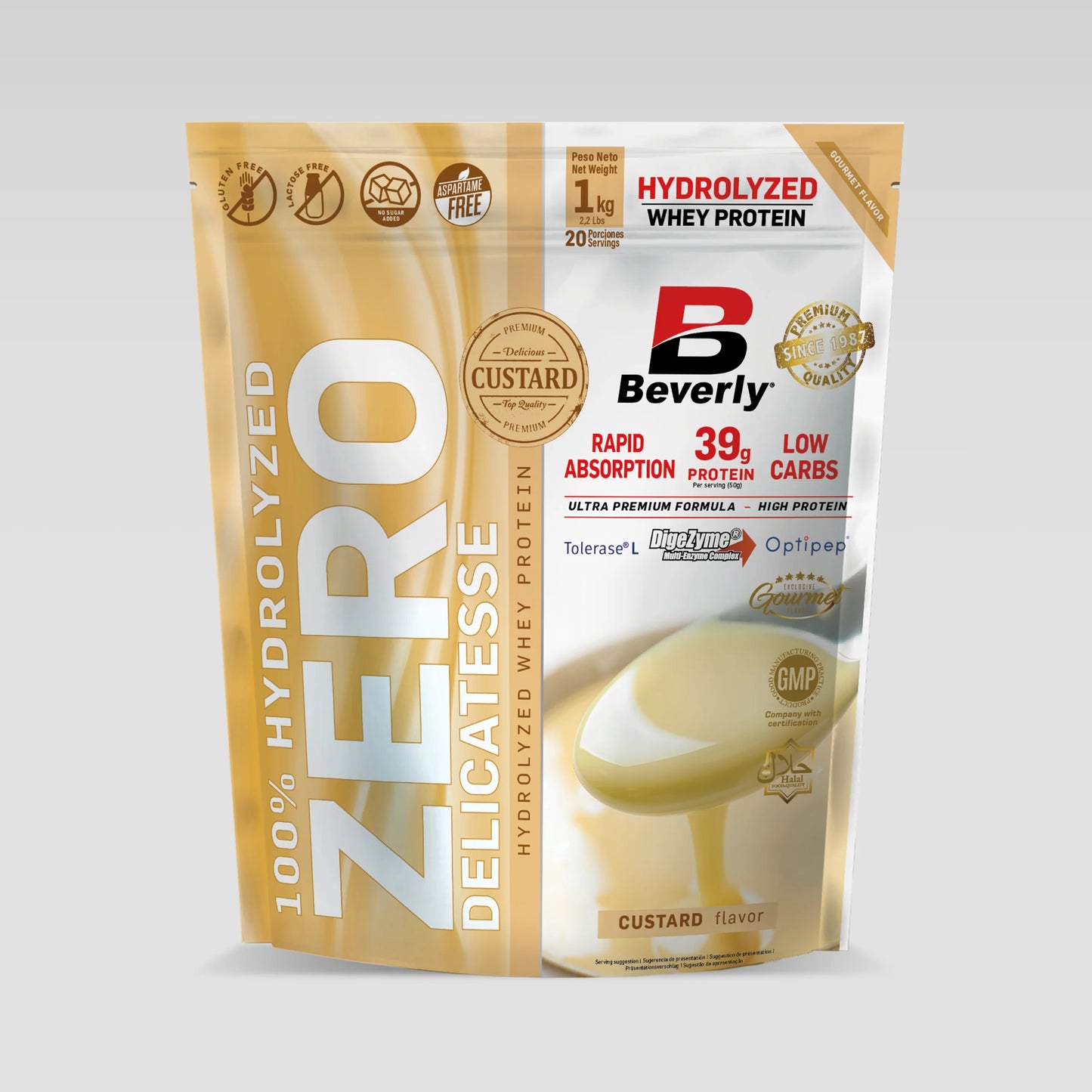 BEVERLY NUTRITION HYDROLISÉE ZÉRO DÉLICATESSE 1KG | Protéine de lactosérum hydrolysée 80% | Avec Digezyme et Tolerase Beverly Nutrition