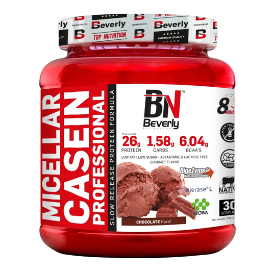 Beverly Nutrition Cassein Professional 1kg | Casein Micelar Lacprodan® + Glutamin Kyowa® | Langsam freisetzendes Nachtprotein