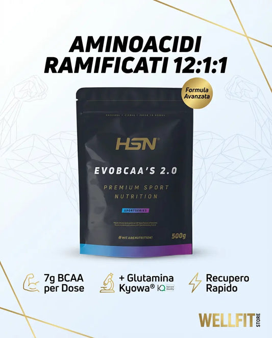 EVOBCAA'S 2.0 - ACIDES AMINÉS RAMIFIÉS 12:1:1 + GLUTAMINE KYOWA® - WELLFITSTORE.COM