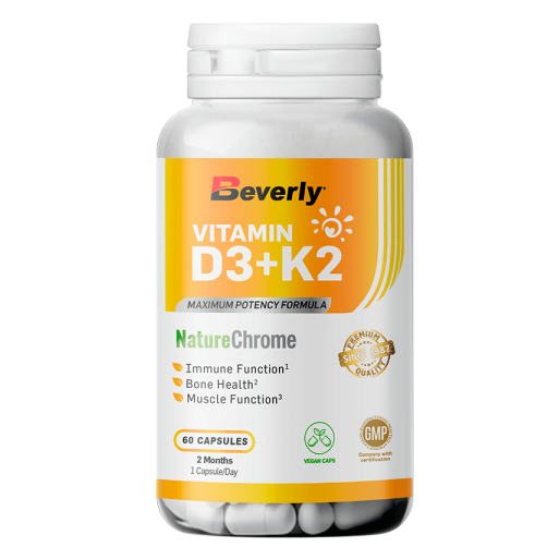 La Vitamina D: D3 + K2 - 60 Capsule - 60 Porzioni - Beverly Nutrition