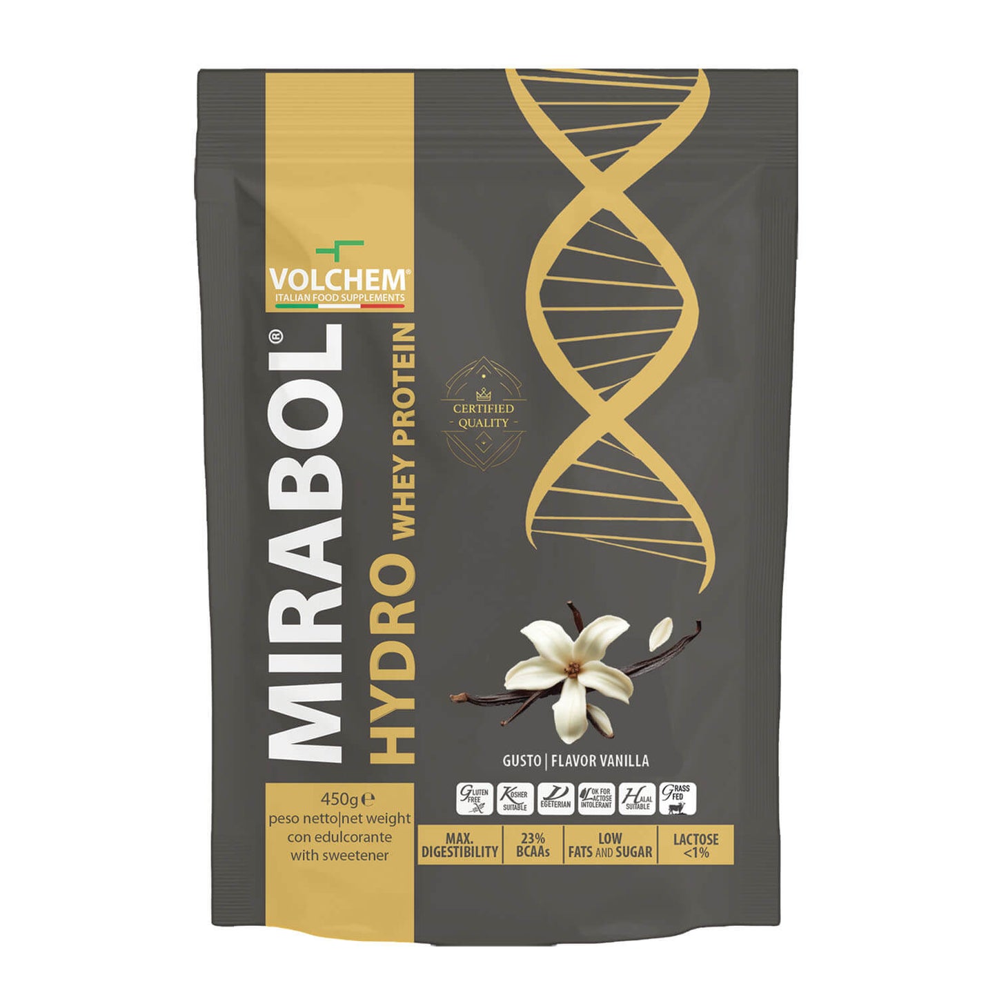 Volchem Mirabol Hydro 90 Whey Protein | Proteine Idrolizzate Isolate 90% | Recupero Ultra Rapido