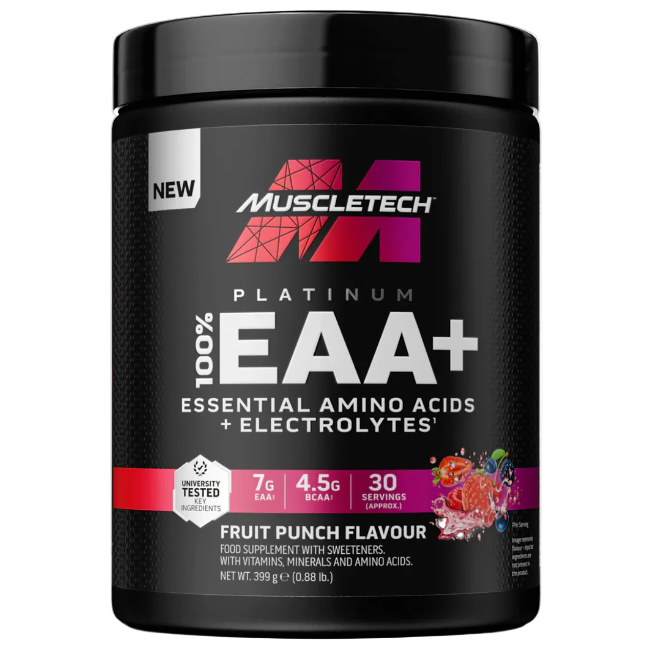 MuscleTech Platino 100% EAA+ | 7,4 g de AA + 4,5 g de BCAA | 5 electrolitos | Fuerza + Recuperación + Hidratación | tecnología muscular
