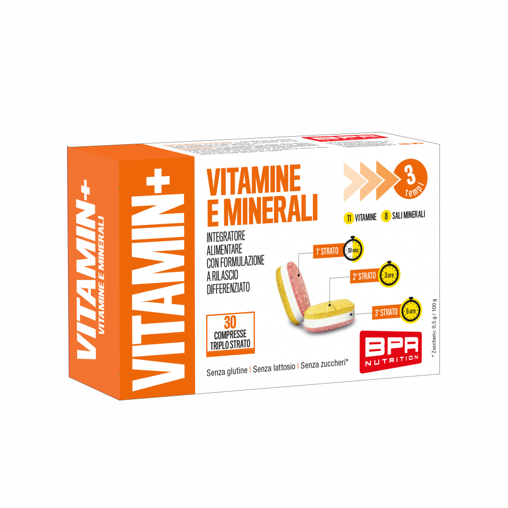 BPR NUTRITION Vitamin+ 30 compresse a triplo strato | Multivitaminico a rilascio graduale