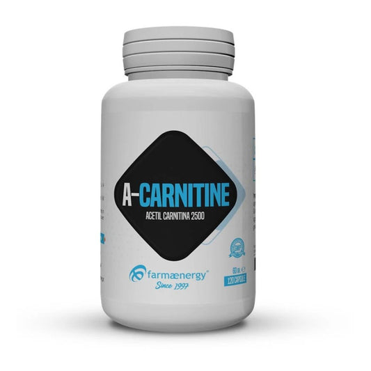 A-Carnitina 120 Comprimidos | 750 mg de acetil-L-carnitina | Quema de Grasas + Energía Mitocondrial + Cognitiva | Farmaenergía