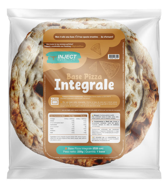 Base de Pizza Integral 230g | Harina Integral 50% | Sin Conservantes | Diámetro 28cm | INYECTAR Nutrición