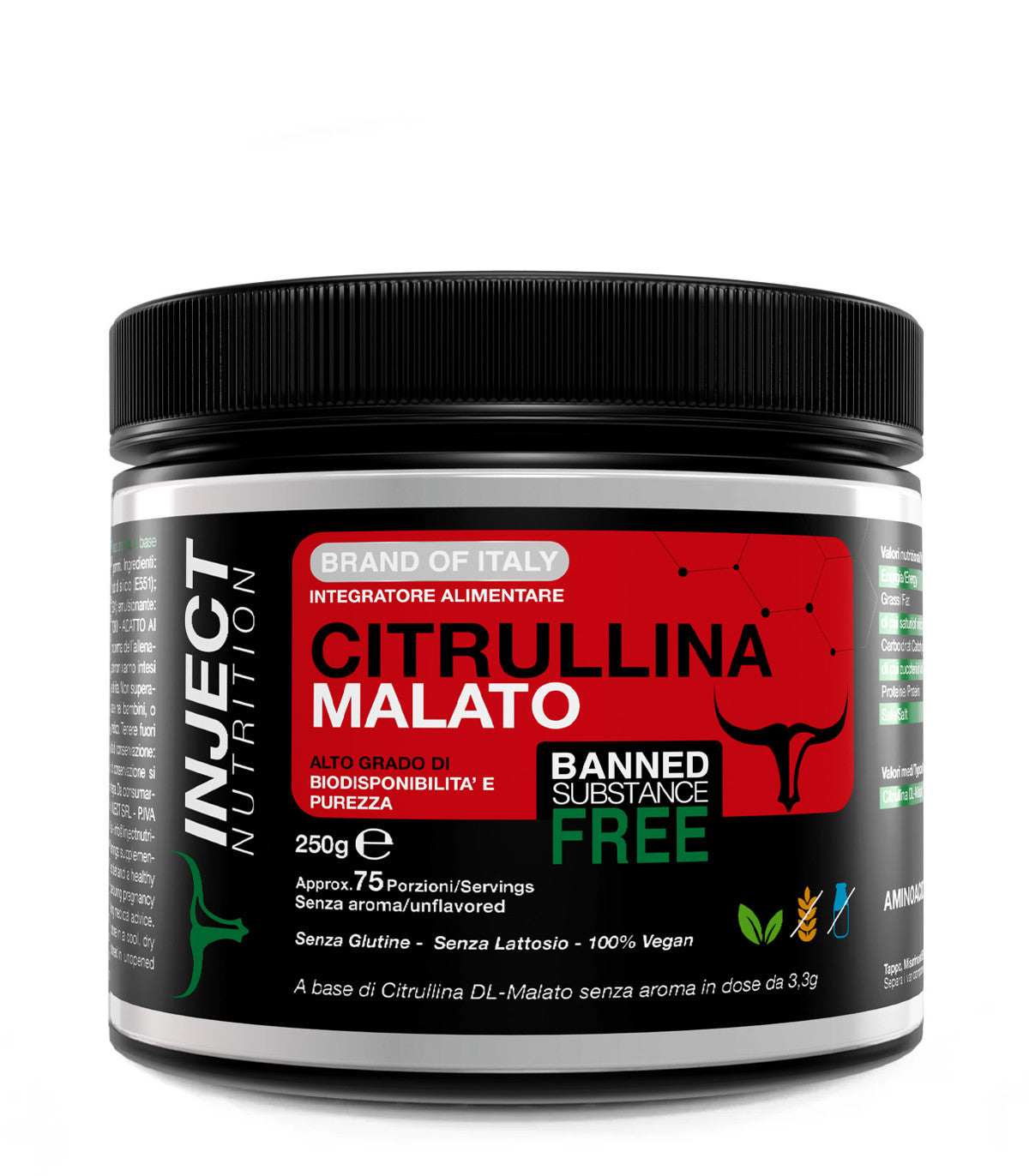 Citrullina Malato | pre workout per energia, pump e focus | Inject Nut