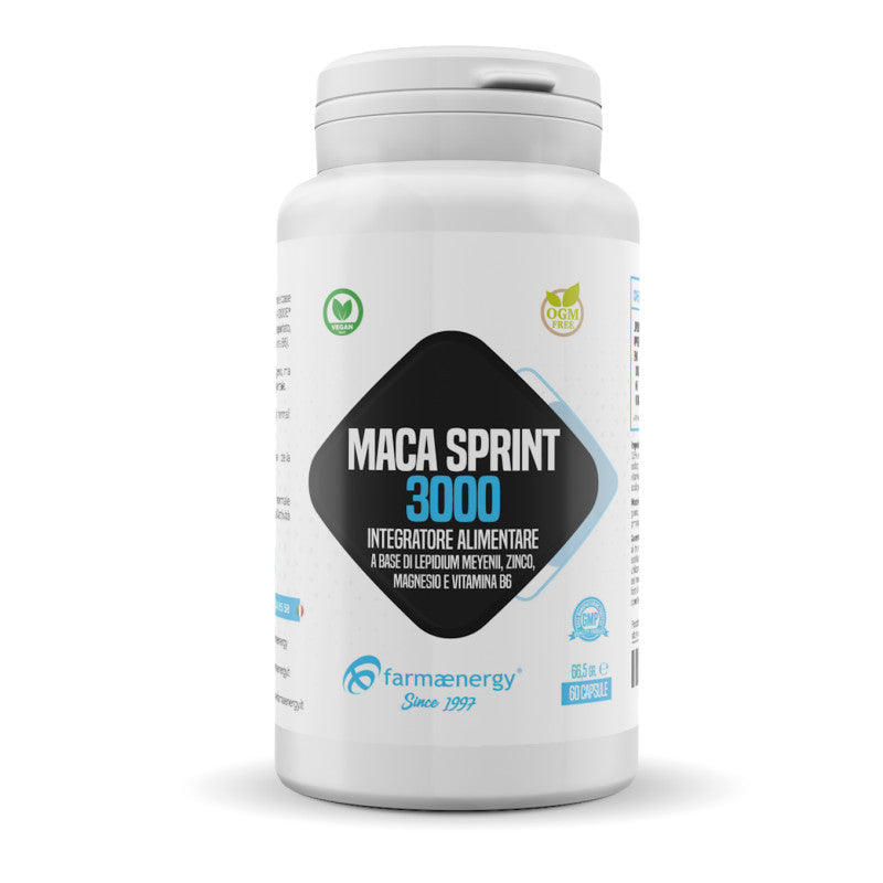 Maca Sprint 3000 60 Capsule | Maca Peruviana 0,5% Beta-Ecdysone + ZMA-2000E® | Testosterone · Vigore · Fertilità | Farmaenergy