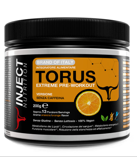 TORUS SIN CAFEÍNA | preentrenamiento para energía, bombeo y concentración | Inyectar tuerca