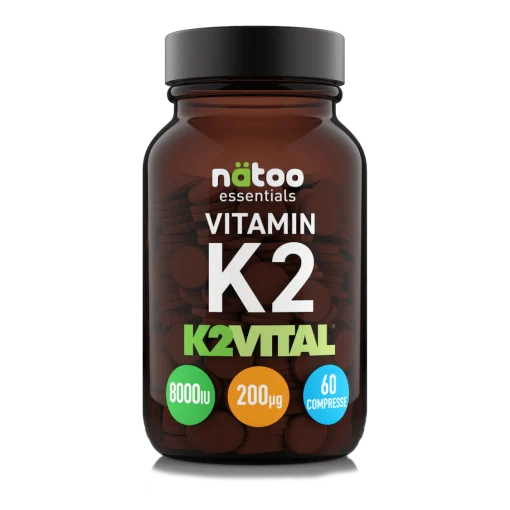 Vitamin K2 (K2VITAL®) è un integratore alimentare a base di Vitamina K della qualità brevettata K2VITAL®, con un apporto del 266% del valore nutritivo